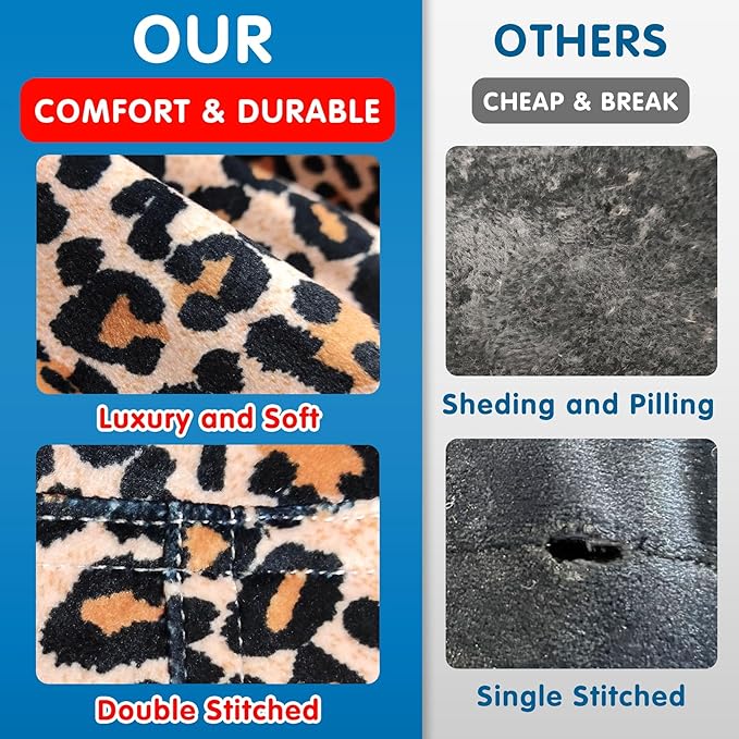 Lukeight Stuffed Animal Storage Bean Bag Chair Cover for Kids, Stuffed Animal Bean Bag Storage, Zipper Beanbag Chair Cover for Organizing Toddler and Kids' Rooms Plush Toys (Leopard Velvet, Large)