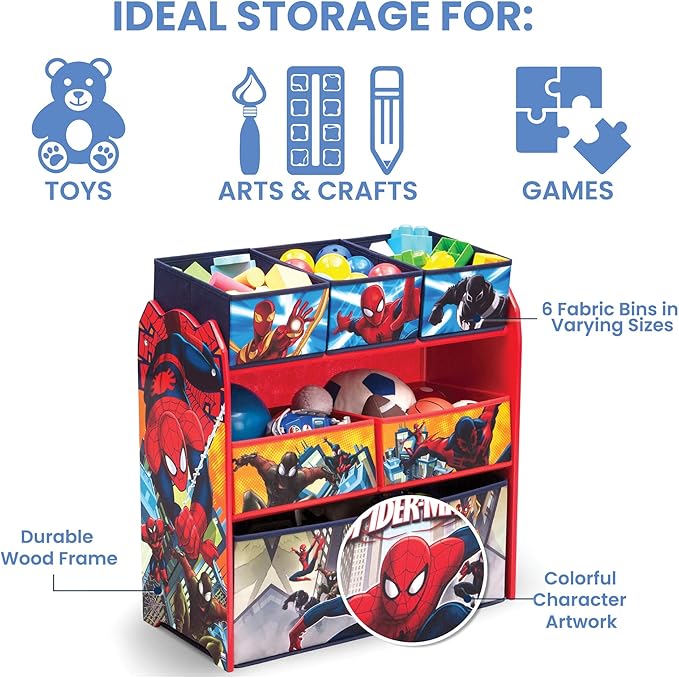 Delta Children Multi-Bin Toy Organizer, Marvel Spider Man