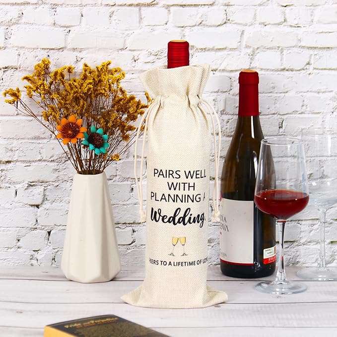 OXYEFEI Wine Gift Bag, Personalized custom bag with text, Engagement Gifts for Women, Wedding Gift for Couples