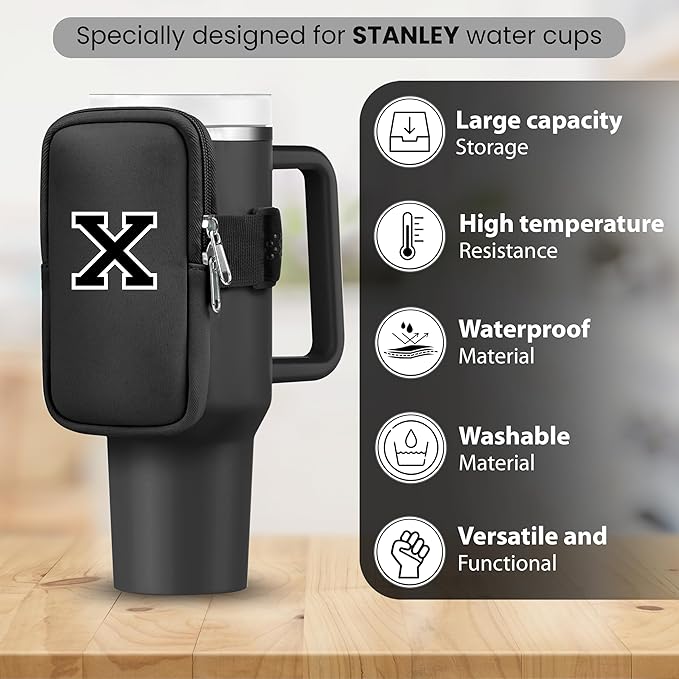 Mini Water Bottle Pouch for Stanley-Tumbler pouch with Zipper Pocket, Stanley pouch, Insulated Mug pouch, Tumbler carry holder pouch, Travel mug pouch | Waterproof