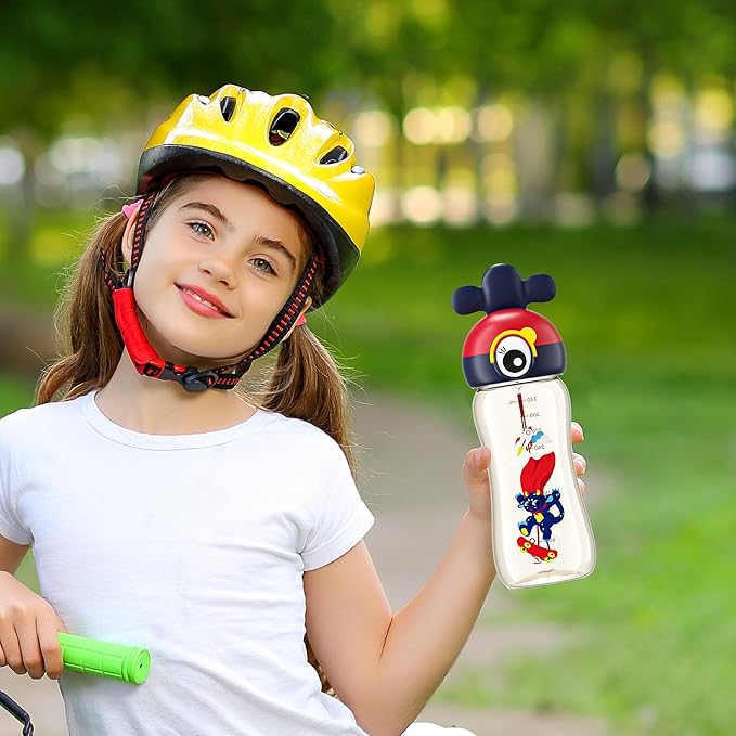 Kids Water Bottle for School or Travel, 11oz Reusable Kids School Water Bottle, Leak-Proof Portable Water Bottle for Girls & Boys, BPA-free (Red, 1 Pack)