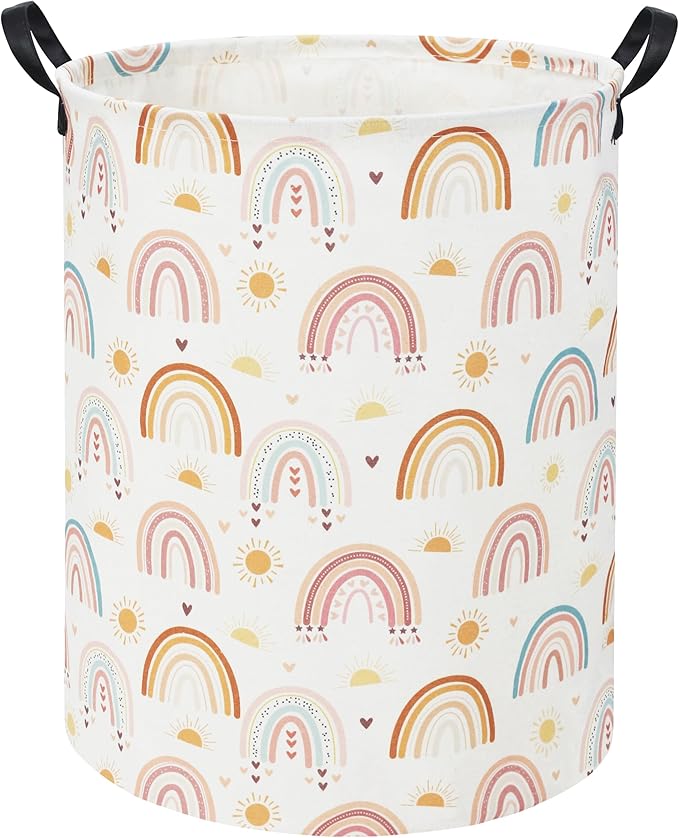 Rainbow Kids Laundry Basket Baby Hamper Rainbow Toy Storage Bin for Boys Room Decor Baby Nursery Hamper Gift Baskets for Bedroom Bathroom(Sun Rainbow)