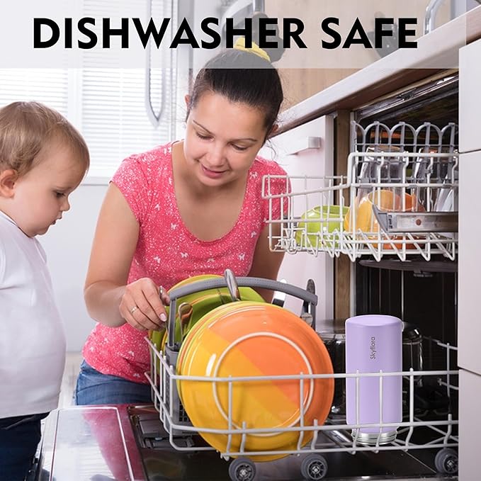 Kids Water Bottle with Straw 2 Pack, 16oz Water Bottles Bulk, Single Wall 18/8 Stainless Steel, Dishwasher Safe & Leakproof, Reusable Gift for Girls Boys to School Sports Travel Camping, Pink & Purple