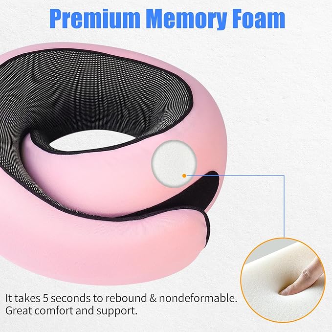 Travel Pillow Neck Pillow 2024, Memory Foam Neck Pillow Airplane, 360° Travel Neck Pillow Soft Neck Pillow for Traveling, Portable Travel Pillows for Airplanes Offices and Cars