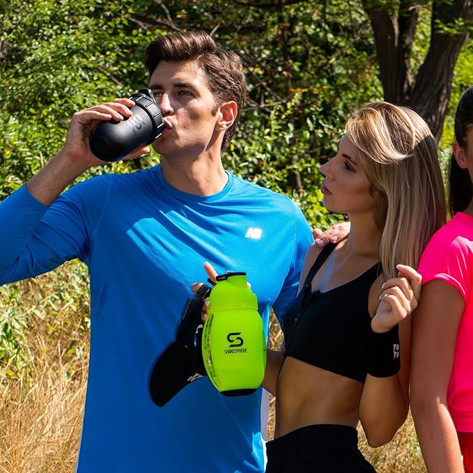 SHAKESPHERE Tumbler Cooler Shaker - Protein Shaker Bottle and Smoothie Cup, 24 oz - Bladeless Blender Cup Purees Raw Fruit with No Blending Ball – Powder Mixer for Pre Workout Gym (Matte Black)