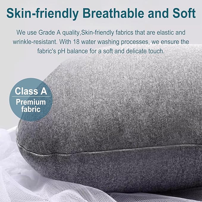 Travel Neck Body Pillow for Car Sleeping, Travel Gifts J Pillow Road Trip Essentials for Adults Kids, Neck&Spine Support Pillows for Comfortable Long Drives (Grey)