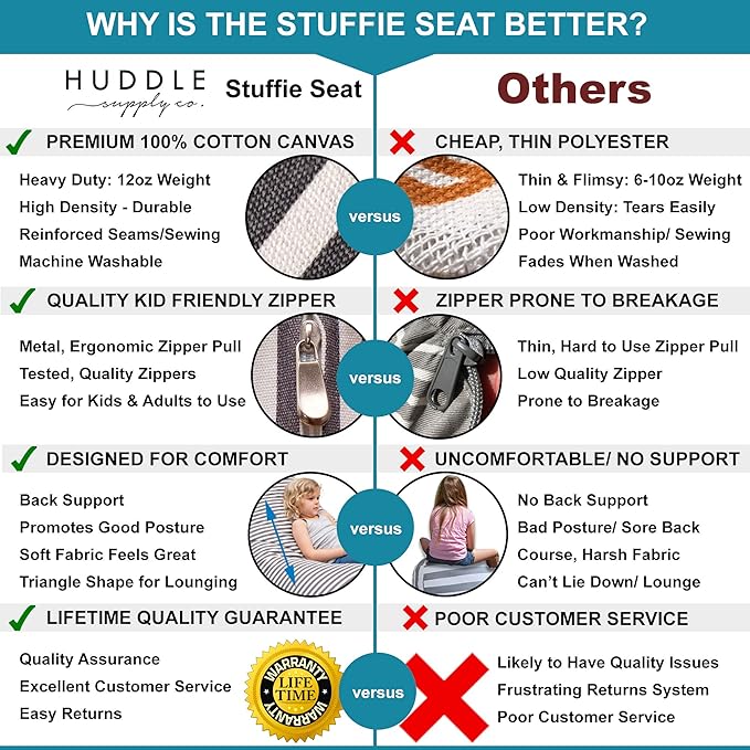 HUDDLE Original Stuffed Animal Bean Bag Storage Large Designer Beanbag Chairs for Kids Teens & Adults | Instant Clutter Clear for Stylish Moms - Stuffed Animal Storage Bean Bag Chair Grey Stripe