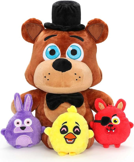 Freddy Plush - Five Nights Freddy Plush One Mommy with 3 Baby Plush Toys Cartoon Stuffed Animal Plush Pillow Room Decorat Gift for Fans Collection Boys Girls