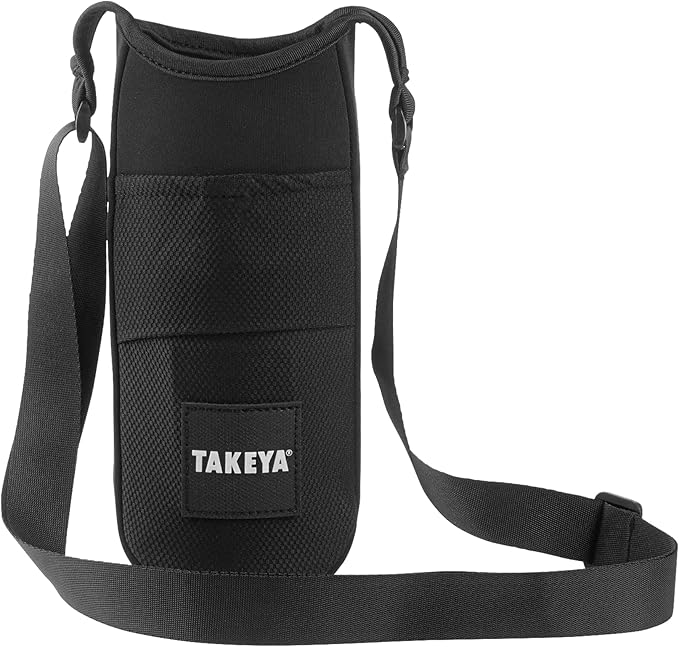 Takeya Hydrotex Easy Grip Bottle Sling, Water Bottle Carrier with Strap and Pockets, Fits 32 and 40 oz Bottles, Great for Pickleball and Tennis Courts
