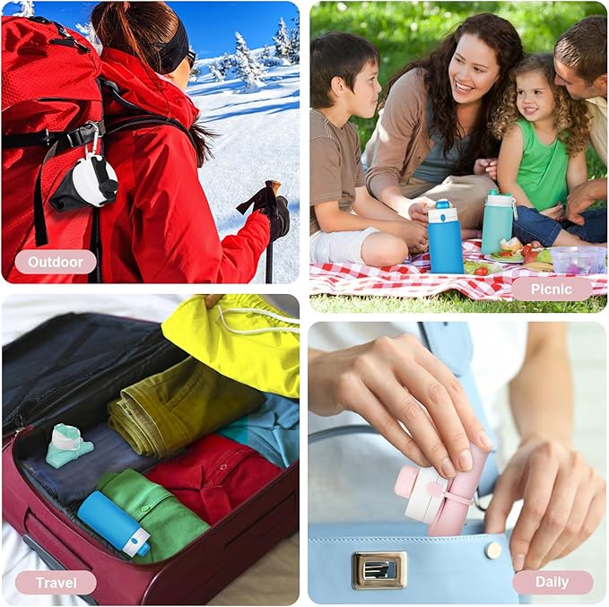 Collapsible Water Bottle, Foldable Water Bottle BPA Free Reusable Lightweight Leak-Proof Travel Silicone Water Bottle for Travel, Gym, Hiking, Office, Camping