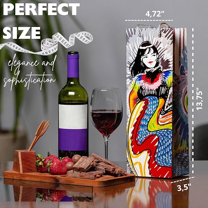 Generic 9 Wine & Bottle Bags, To Give Wine, Includes 9 Silver Clips to Close the Bag, with 250g Cardboard, Its Design Brings Originality to the Wine Gift Bag, 13.75 x 4.72 Inch