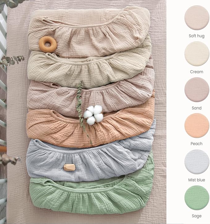 Lulu moon Muslin Crib Sheet Fitted Crib Mattress Sheet for Boys and Girls, 28"x 52" Sage