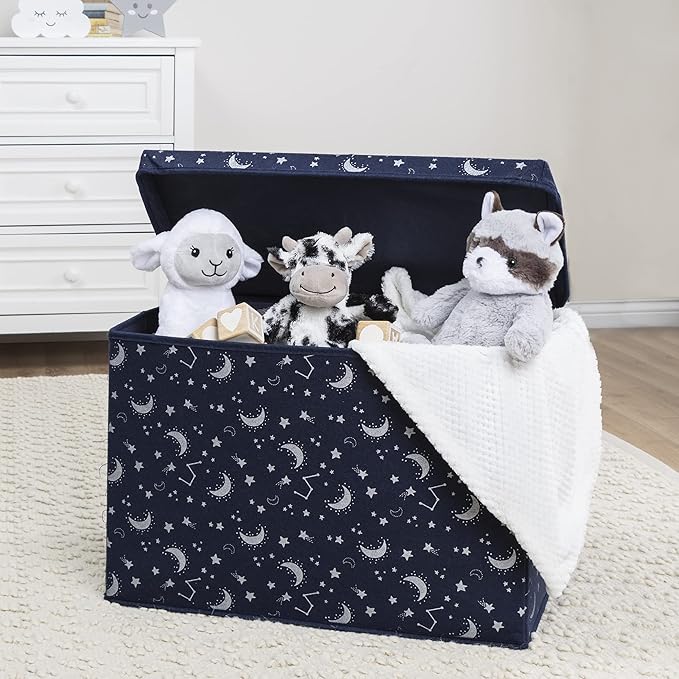 Sammy & Lou Collapsible Felt Soft Toy Box Toy Chest for Toddlers Toy Storage Organizer with Handles and Hinged Lid, 22 x 14.5 x 15 inches, Constellation
