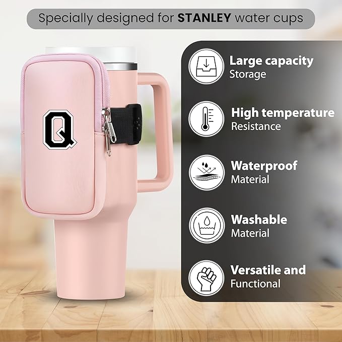 Mini Water Bottle Pouch for Stanley-Tumbler pouch with Zipper Pocket, Stanley pouch, Insulated Mug pouch, Tumbler carry holder pouch, Travel mug pouch | Waterproof
