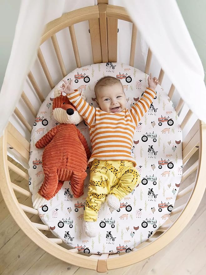 TotAha Premium Stretchy Bassinet Cradle Sheets (2-Pack) -Hypoallergenic, Silky Comfort, Buttery Soft, Calming Effect, All-Season Jersey-Knit Sheets, 32 X 16 X 3''(Farm & Pumpkin)