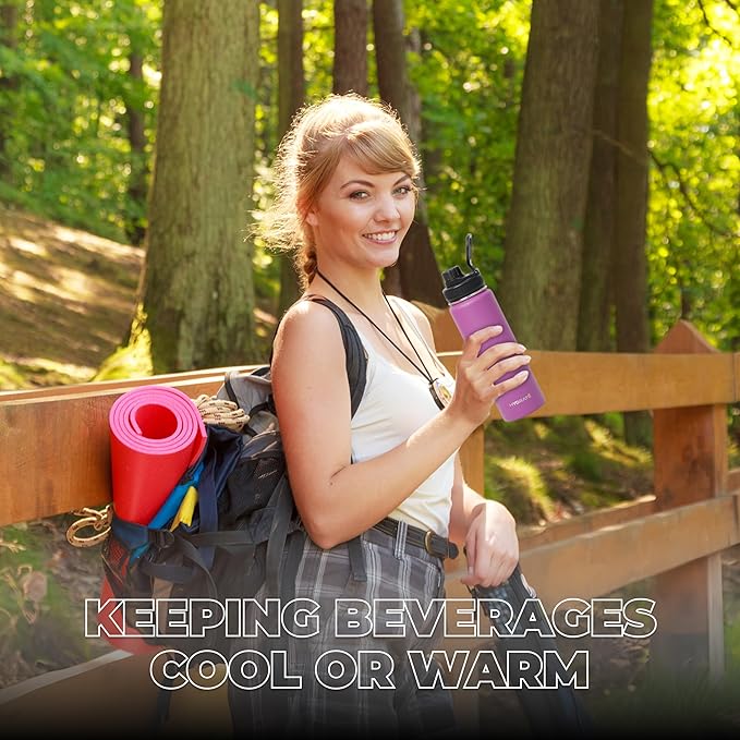 HYDRATE Insulated Stainless Steel Water Bottle - Large Reusable Flask with Leak-Proof Design and Convenient Handle - Double Vacuum Insulation for School, Work, or Adventure