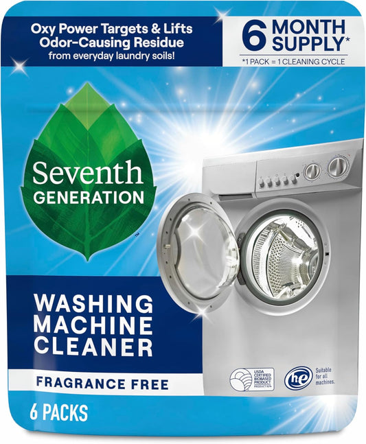 Seventh Generation Washing Machine Cleaner 6 Count Free & Clear Targets Odor-Causing Residue Powered by Oxy Power 4.2 oz