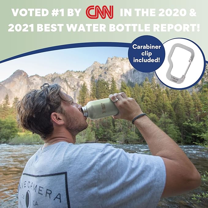 Healthy Human Stainless Steel Water Bottle | Double Walled Vacuum Insulated Water Thermos for Adults | Eco-Friendly Travel Bottles with Leak Proof Lid (Peppermint, 21 oz/ 621 ML)