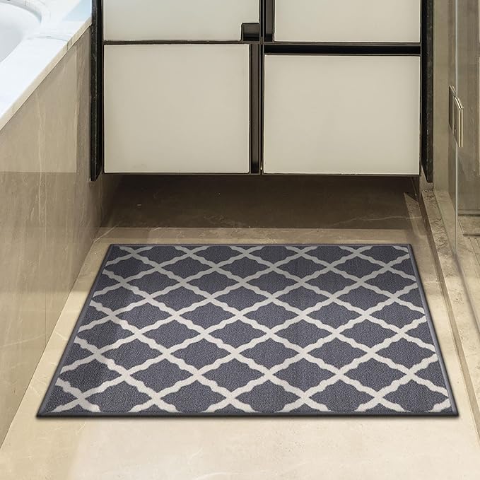 Ottomanson Glamour Collection Non-Slip Rubberback Moroccan Trellis Design 2x3 Indoor Area Rug/Entryway Mat, 2'3" x 3', Gray