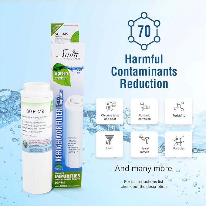 Swift Green Filters SGF-M9 Replacement water filter for UKF8001,EDR4RXD1,FILTER 4,EFF-6007A,46-9005,46-9006,CLCH101, 1, White, 1 Pack