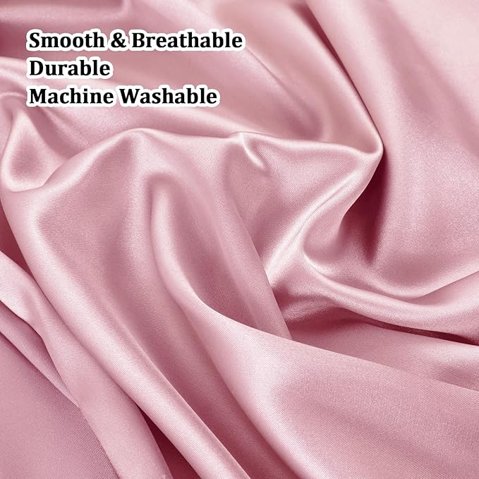 HOMBYS Satin Pillow Case for Contoured Support Pillow (DO NOT Include Pillow) -Zippered Pillow Cover for Neck Pillow for Cervical 1 Pack-Silky, Smooth and Breathable, Queen Size