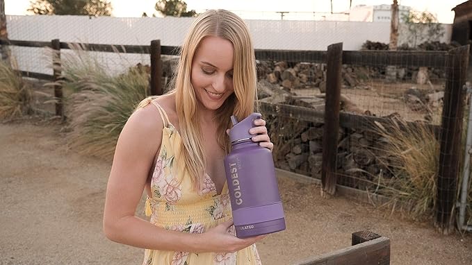 Coldest Sports Water Bottle - (Straw Lid), Leak Proof, Vacuum Insulated Stainless Steel, Hot Cold, Double Walled, Thermo Mug, Metal Canteen (64 oz, Silver Leopard)