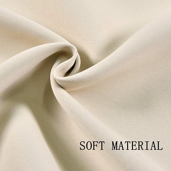 Light Beige Grommet Valance for Kitchen Blackout Curtain Cream Ivory Valance for Living Room Short Straight Drape Valance for Bedroom Kids Room 70 Inch Wide by 18 Inch Long 1 Panel