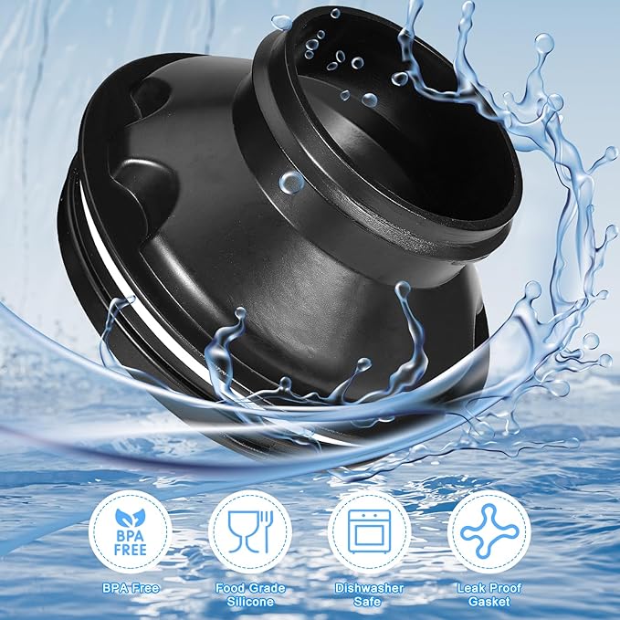 Aobiono Water Bottle Adapter for Stanley 40oz Quencher Tumbler to Cirkul, Lid Cap Converter Accessories, BPA Free Plastic, Food Grade Silicone Gasket Leakproof (Black-2Pcs)