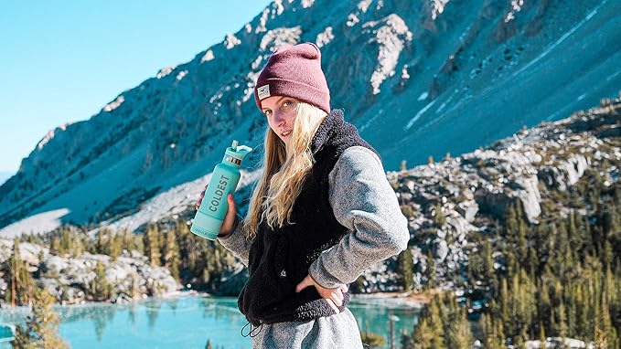 Coldest Water Bottle with Standard Mouth Straw Lid Metal Thermos Vacuum Insulated Stainless Steel l Reusable Leak Proof Cupholder Flask (21 oz, Sahara Peach)