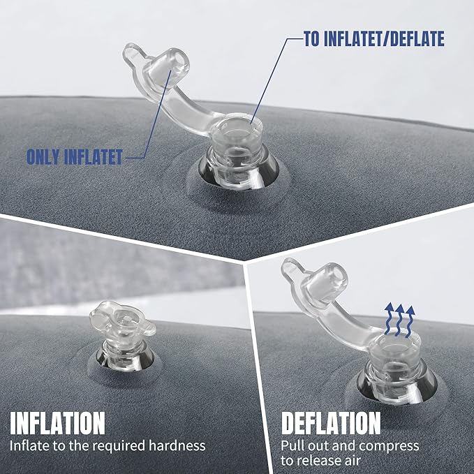 HOMBYS Adjustable Inflatable Bed Wedge Pillow for Sleeping, 7 in 1 Multi Use Back Pillow for Bed Sitting Up, 10 inch Elevated Support Pillow for Legs & Back, Portable for Travel Use, White&Grey