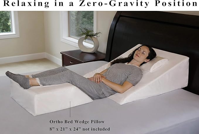 InteVision Extra Large Bed Wedge Pillow (33 x 30.5 x 12 inch) and Headrest Pillow in One Package - Helps Relief from Acid Reflux, Post Surgery, Snoring - Egyptian Cotton Cover - 2 inch Memory Foam Top