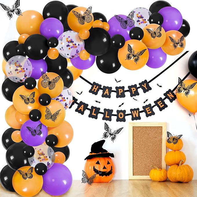 SAOROPEB 3D Butterfly Wall Decor 48 Pcs 4 Styles 3 Sizes-Butterfly Birthday Decorations&Butterfly Party Decorations&Butterfly Cake Decorations-Removable Gold Butterfly Decorations (Black)