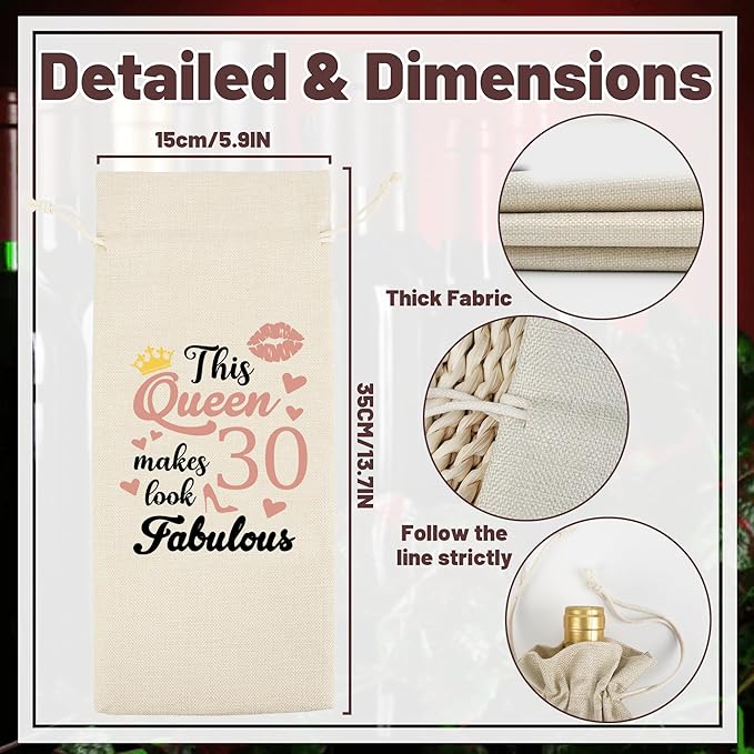 Happy Birthday Wine Bag Gift - 30th Birthday Gift Red Wine Bag, 30th Birthday Gift, Ideas Happy 30th Birthday Decor, 30 Years Old Birthday Party Decoration Wine Bag Gifts for Women Men