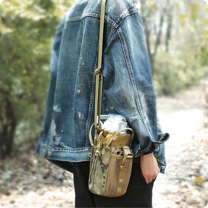 Water Bottle Holder Bag with Adjustable Shoulder Strap,Water Bottle Carrier Bag for Sports Gym Hiking Camping Walking Travel