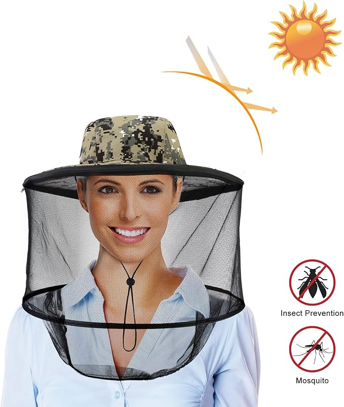 Head Net with Removable Mesh Hidden Netting, Design for Outdoor Fishing Gardening