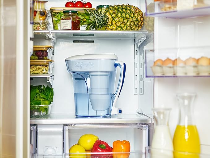 Culligan ZeroWater 12-Cup Ready-Pour 5-Stage Water Filter Pitcher Dispenser with 5-Stage 0 TDS Water Filter – IAPMO Certified to Reduce Lead, Chromium, and PFOA/PFOS