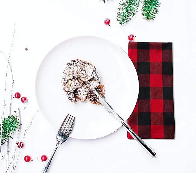 Buffalow Plaid Cloth Napkins, Check Napkins,Cloth Napkins,Cotton Napkins,Dinner Napkins Cloth,Dinner Napkins,Cloth Napkins Set of 12 Cotton,Napkins Cloth,Cloth Napkins cotton- 18x18 Red Black