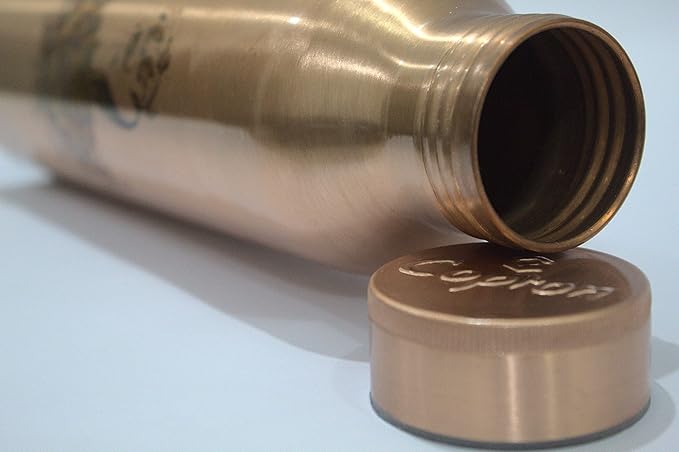 Pure Copper Water Bottle 30 oz 900 ml Leak Proof 100% Ayurvedic Copper Bottle for Drinking - Drink More Water in Peacock Print Copper Bottle