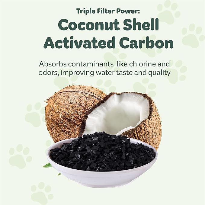 Desired Things 6 Pack Water Filter Replacement with Activated Carbon & Ion Exchange Resin for Controlling Chlorine & Odor in Your Dog and Cat Water Dispenser, Compatible with Most Pet Water Dispensers