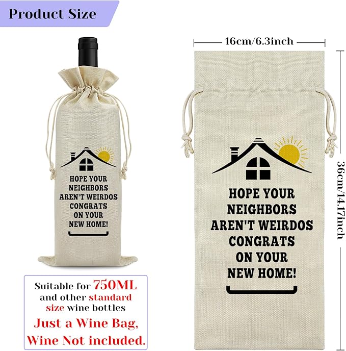 Funny Housewarming Gifts New Home Wine Bag Housewarming Party Decorations Housewarming Return Burlap Drawstring Wine Bag gift Realtor Gift to Clients New Home Owner Gift First Time House Warming Gift
