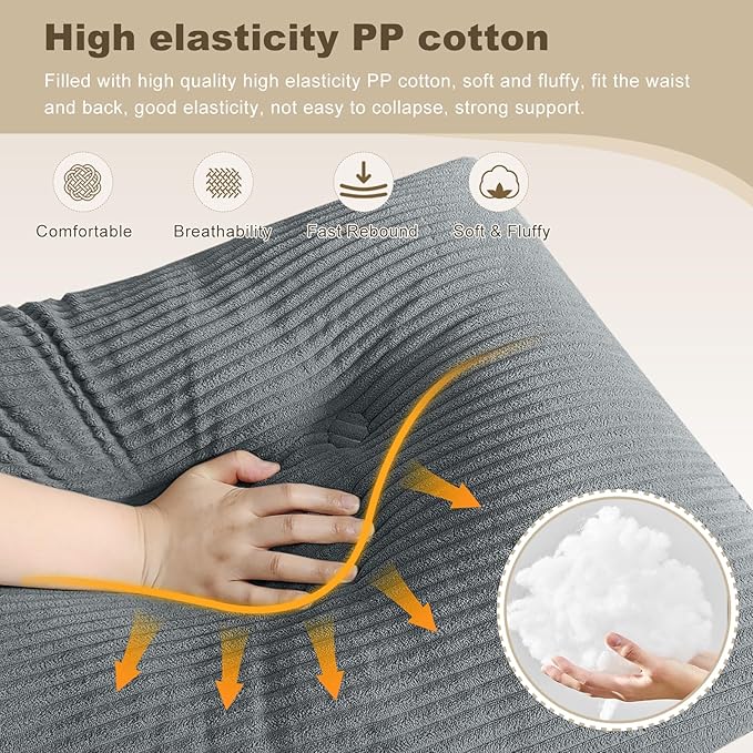 Headboard Pillow - Queen-Sized Headboard Wedge Pillow for Daybeds and Bunk Beds - Durable, Comfortable, with Removable Velvet Cover (Dark gray, 76x20x8Inches)