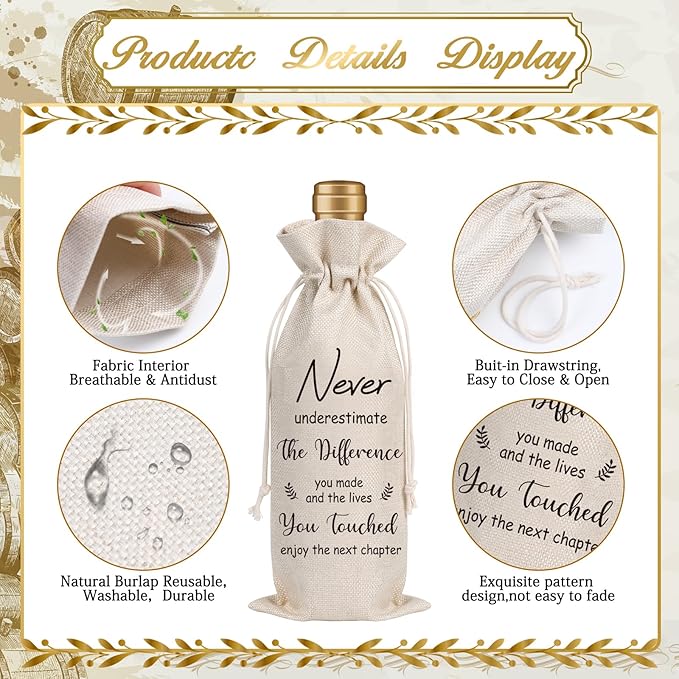 Wxiben New Chapter Wine Bag Gifts New Beginning Gifts for Women Going Away Gift for Coworkers New Teacher Gift New Business Owner Gifts Moving Away New Job Farewell Gift for Friends Colleague