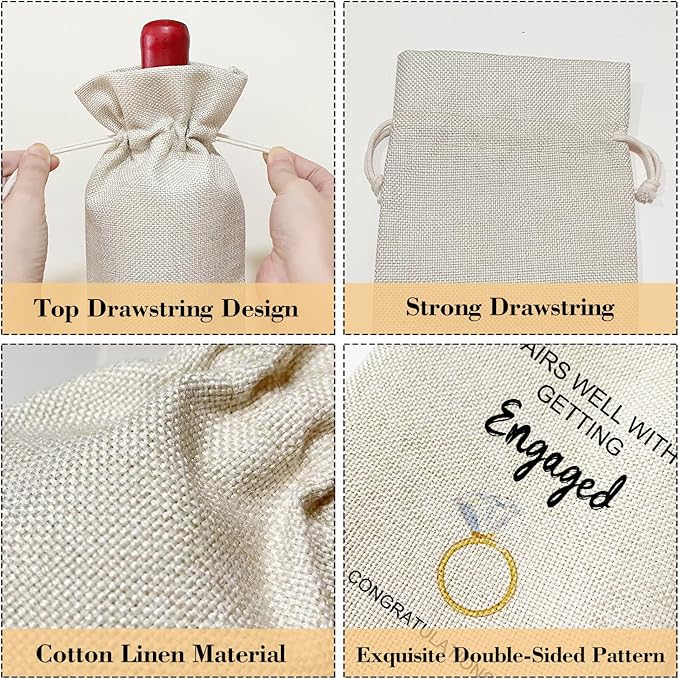 Engagement Gifts for Couples, Gifts for Newly Engaged Couples Bridal Shower Wedding Gift for Bride-to-be Wife Bride Party Favor Wine Bag Decoration Supplies, Wine Gifts for Women /13