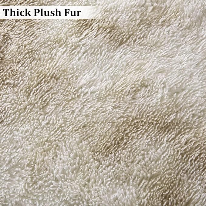 Extra Large 9x12 Fluffy Shaggy Area Rug for Living Room Indoor Modern Plush Faux Fur Carpet for Bedroom Soft Thick Throw Rug for Nursery Non Slip Fuzzy Rug for Home Decor,Tie Dye Light Taupe
