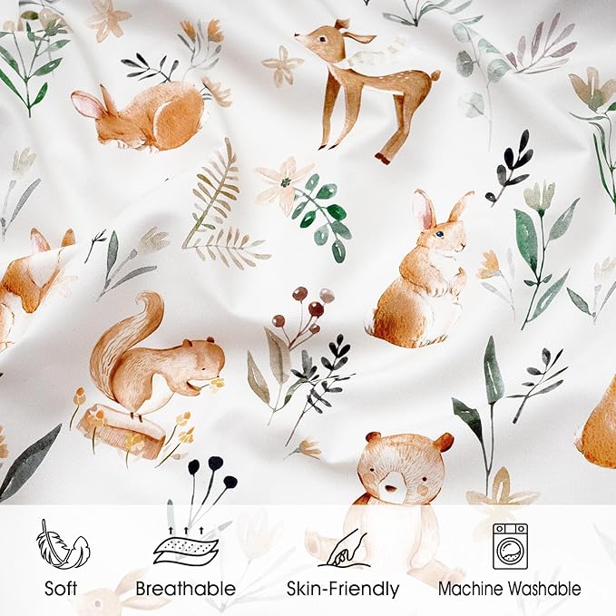 PHF Soft Bassinet Sheet Set, 2 Pack Silky Comfy Breathable Cradle Sheets for Baby Boys Girls, Univeral Fit for Most Oval Rectangle Cradle and Bassinet Mattress/Pad, Woodland