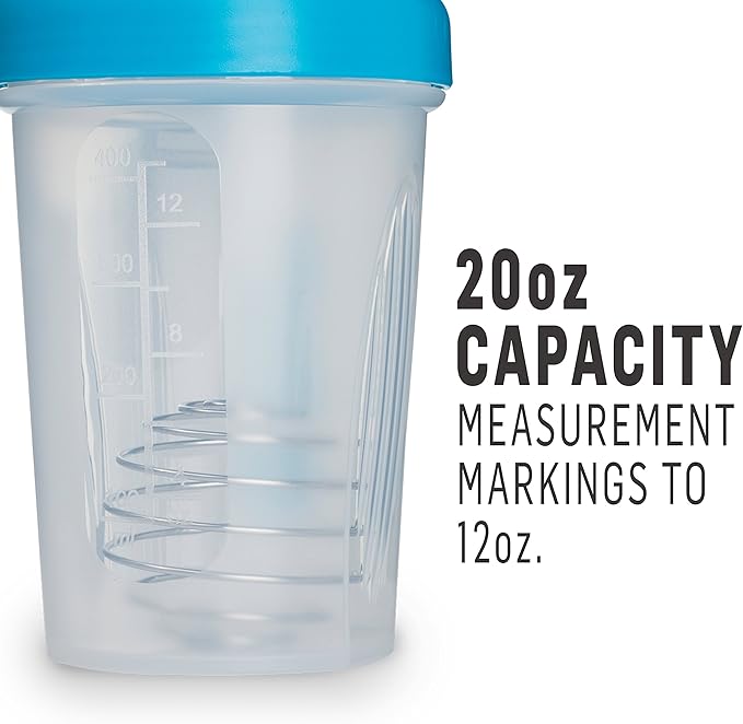 BlenderBottle Classic Shaker Bottle Perfect for Protein Shakes and Pre Workout, 20-Ounce, Clear/Black/Black