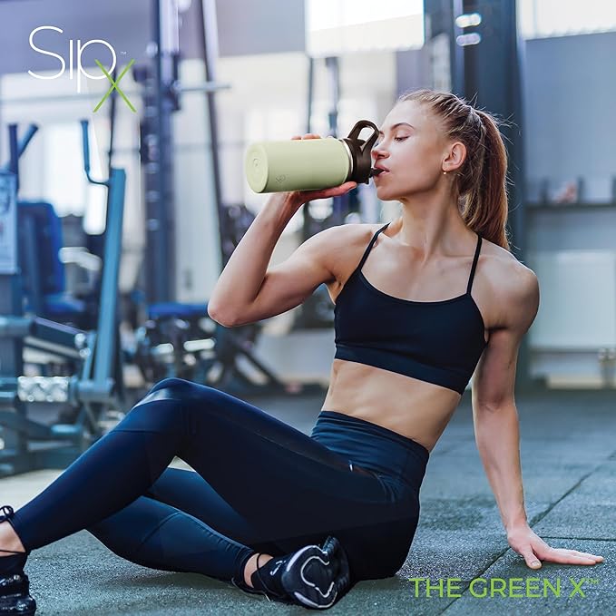 SipX™ Triple-Insulated Stainless Steel Water Bottle 18oz. With 3 Lids, BPA-Free Reusable Insulated Water Bottle Keeps Cold 24 Hours, Metal Water Bottle Made Of Sustainable Material For Hiking & Biking