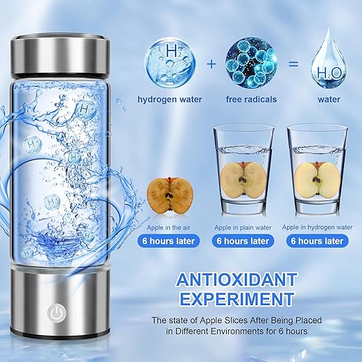 Hydrogen Water Bottle 2024, Healthy Hydrogen Water Bottle Generator Improve Water in 3 Minutes, Hydrogen Water Ionizer Machine with SPE PEM Technology for Home, Office, Travel, Drinking (420ml)