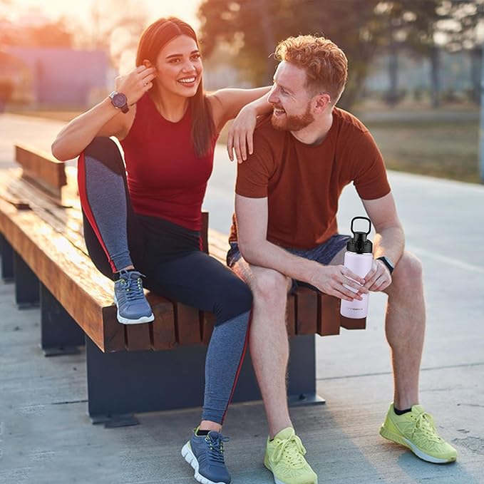 Insulated water bottle with Straw,18oz Stainless Steel Water Bottle for Adult Kids,Double Wall Vacuum Wide Mouth Insulated Water Bottle for School,BPA-free and Leak-proof（18oz,Lavender）