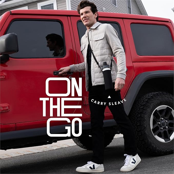 Insulated Water Bottle with Straw and Handle 22 oz-Stainless Steel Water Bottles with Straw, Dual Cap Function & Sleeve, Keeps Drinks Hot Up to 12 Hours & Cold Up to 24 Hours (White)